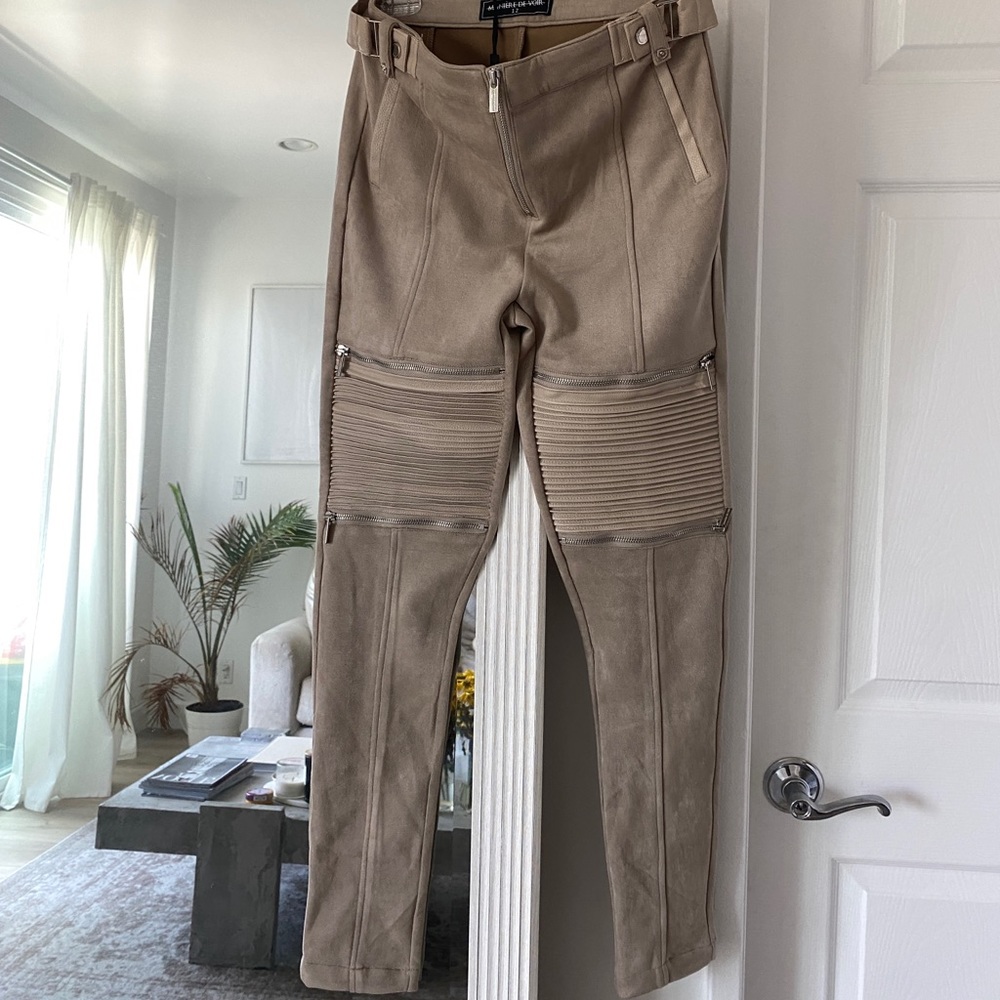 Tan faux leather pants